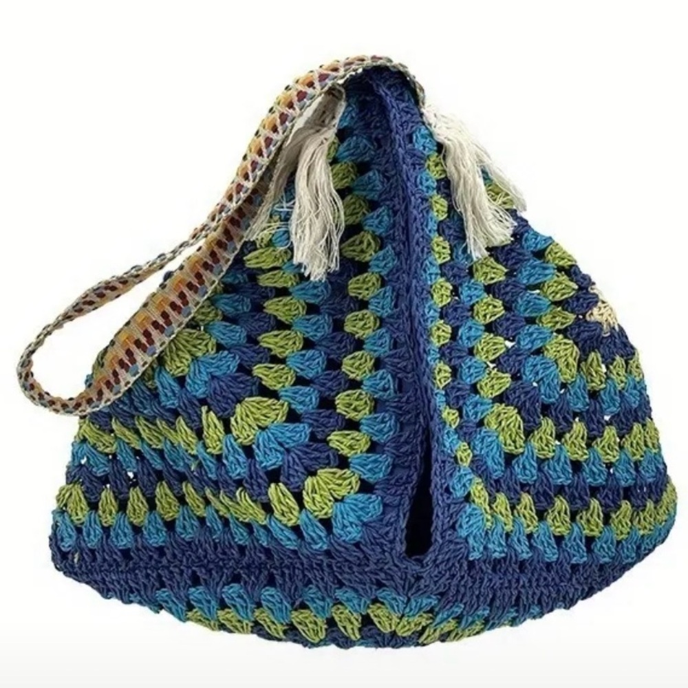 🆕 Artisanal - Shoulder Bags with Handwoven Geometric - Argyle Pattern - 2 color - Picture 5 of 12